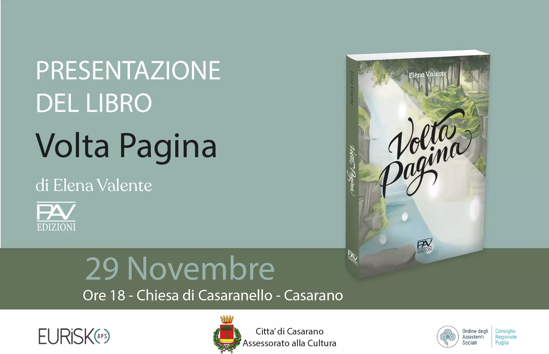 Presentazione del libro Volta Pagina di Elena Valente a Casarano